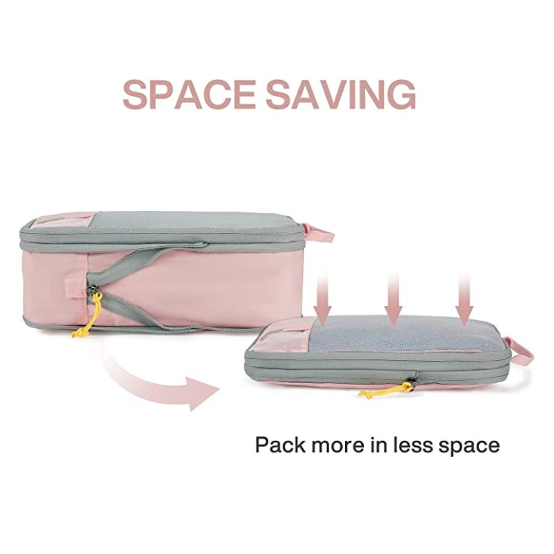 4 Piece Set Compression Packing Cubes | Pink