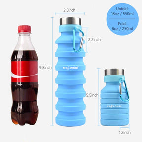 Collapsible Silicon Travel Water Bottle 550ml | Blue