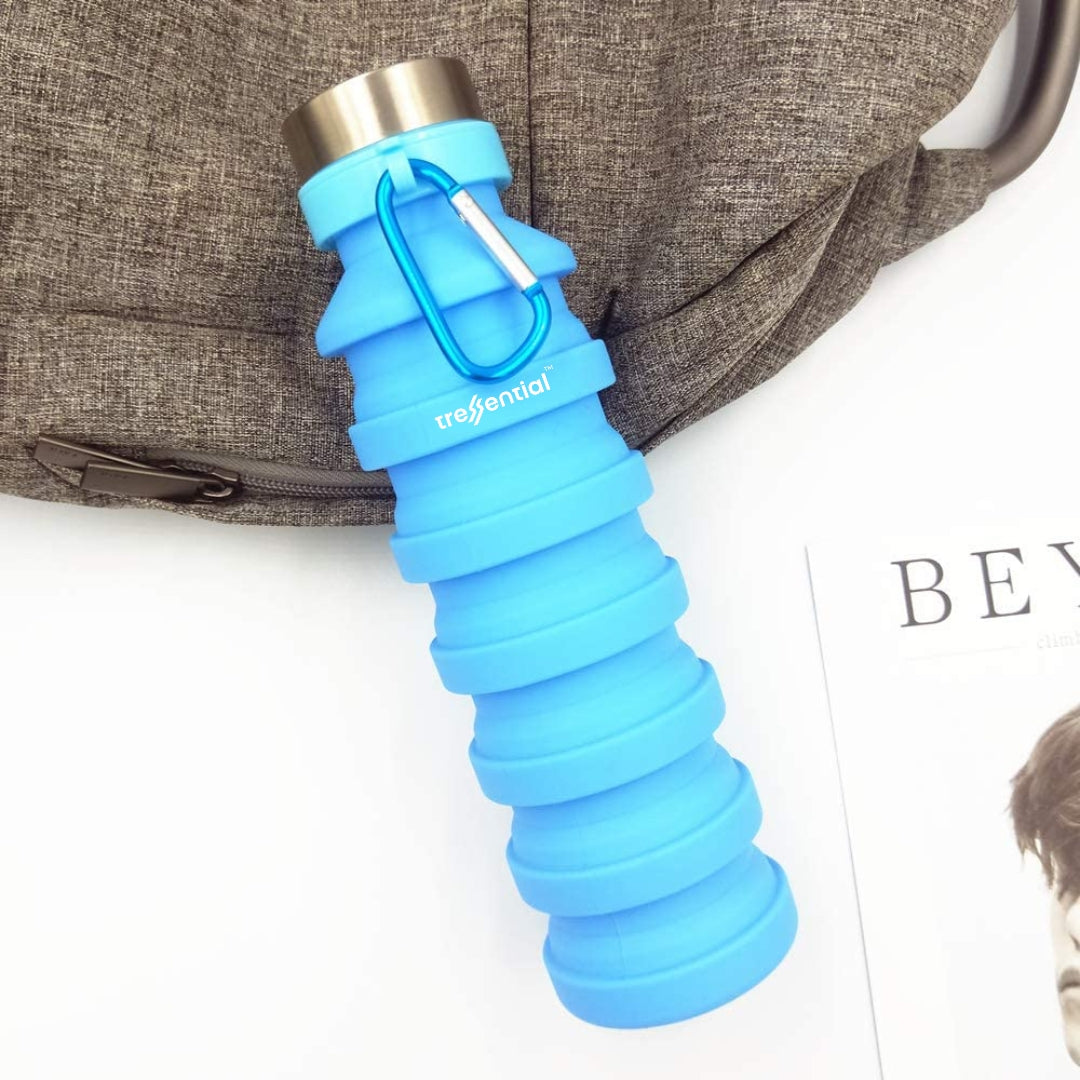 Collapsible Silicon Travel Water Bottle 550ml | Blue